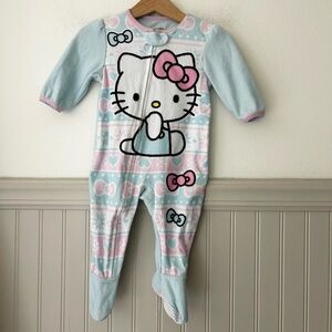Hello Kitty Pastel Blue Pink Footie Sleeper 9M Zip Up Baby Pajamas Sanrio